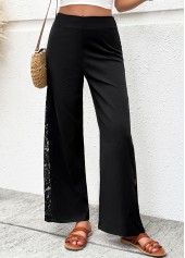 Black Soft Wide Leg Zipper Fly High Waisted Pants | thumb picture 
