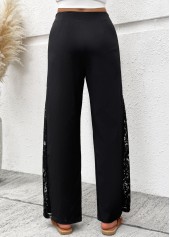 Black Soft Wide Leg Zipper Fly High Waisted Pants | thumb picture 