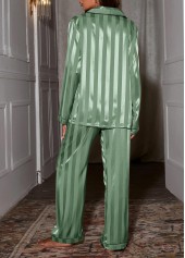 Green Striped Long Sleeve Lounge Top and Pants | thumb picture 