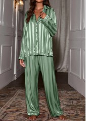 Green Striped Long Sleeve Lounge Top and Pants | thumb picture 