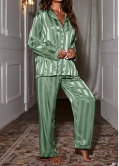 Green Striped Long Sleeve Lounge Top and Pants | thumb picture 