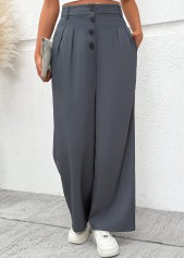 Dark Grey Flowy Wide Leg Button Fly Pants | thumb picture 