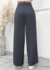 Dark Grey Flowy Wide Leg Button Fly Pants | thumb picture 