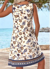 Multi Color Tuck Stitch Tribal Print Short Sleeveless Dress | thumb picture 