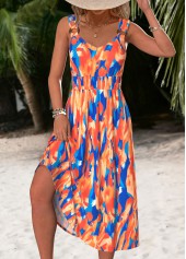 Multi Color Tummy Coverage Graffiti Print Strappy Dress | thumb picture 