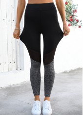 Black High Waisted Ankle Length Elastic Waist Leggings | thumb picture 