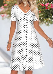 White Tummy Coverage Polka Dot Short Sleeve Dress | thumb picture 