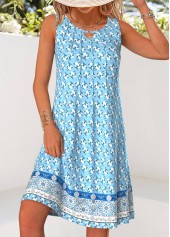 Light Blue Tummy Coverage Floral Print Sleeveless Dress | thumb picture 