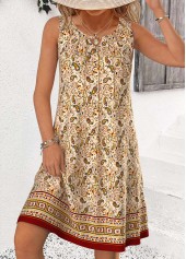 Multi Color Tummy Coverage Paisley Print Sleeveless Dress