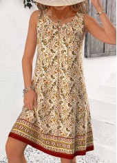 Multi Color Tummy Coverage Paisley Print Sleeveless Dress | thumb picture 