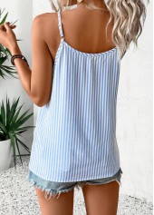 Light Blue Tummy Coverage Striped Strappy Camisole Top | thumb picture 