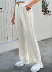 Beige Soft Straight Leg Button Fly High Waisted Pants | thumb picture 