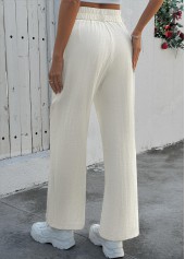 Beige Soft Straight Leg Button Fly High Waisted Pants | thumb picture 