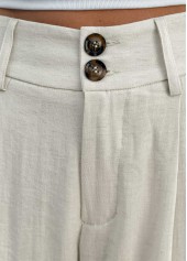 Beige Soft Straight Leg Button Fly High Waisted Pants | thumb picture 