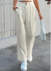 Beige Soft Straight Leg Button Fly High Waisted Pants | thumb picture 