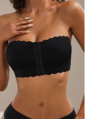 Black Strapless Seamless Wavy Edge Bandeau Bra