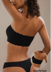 Black Strapless Seamless Wavy Edge Bandeau Bra | thumb picture 