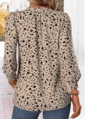 Light Camel Frill Ditsy Floral Print 3/4 Sleeve Blouse | thumb picture 