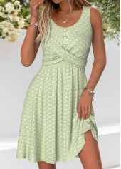 Light Green Tummy Coverage Short Sleeveless Round Neck Dress | thumb picture 