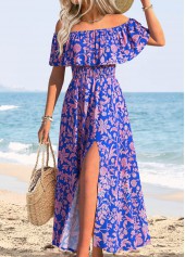 Purple Tummy Coverage Floral Print Maxi Sleeveless Dress | thumb picture 