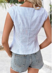 Blue Tummy Coverage Striped Sleeveless V Neck Tank Top | thumb picture 