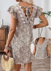 Multi Color Tummy Coverage Ditsy Floral Print Short Dress