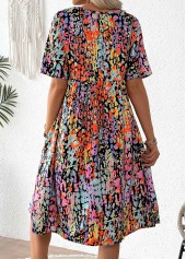 Multi Color Smocked Tribal Print Short Sleeve Dress | thumb picture 