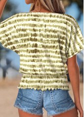 Olive Green Tummy Coverage Geometric Print T Shirt | thumb picture 