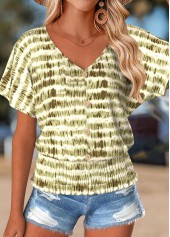 Olive Green Tummy Coverage Geometric Print T Shirt | thumb picture 