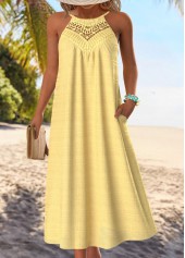 Light Yellow Tummy Coverage Maxi A Line Sleeveless Dress