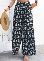 Black Flowy Ditsy Floral Print Wide Leg Pants | thumb picture 