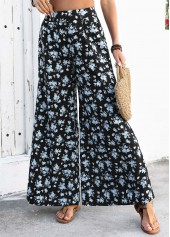 Black Flowy Ditsy Floral Print Wide Leg Pants | thumb picture 