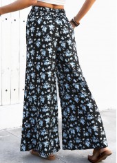 Black Flowy Ditsy Floral Print Wide Leg Pants | thumb picture 