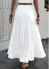 White Pocket A Line Elastic Waist Maxi Skirt | thumb picture 