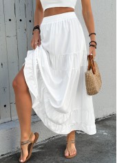White Pocket A Line Elastic Waist Maxi Skirt | thumb picture 