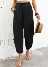 Black Soft Jogger Elastic Waist High Waisted Pants | thumb picture 