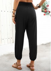 Black Soft Jogger Elastic Waist High Waisted Pants | thumb picture 