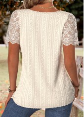 Beige Tummy Coverage Short Sleeve Square Neck T Shirt | thumb picture 