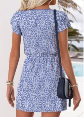 Denim Blue Tummy Coverage Floral Print Dress and Cardigan | thumb picture 