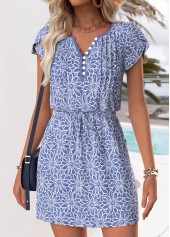 Denim Blue Tummy Coverage Floral Print Dress and Cardigan | thumb picture 