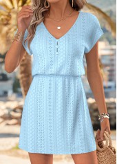 Light Blue Tummy Coverage Short V Neck Dress | thumb picture 