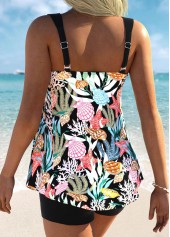 Tummy Coverage Mid Waisted Marine Life Print Tankini Set | thumb picture 