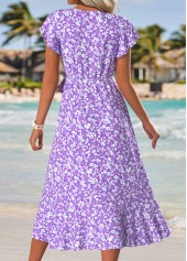 Purple Tummy Coverage Ditsy Floral Print Short Sleeve Dress | thumb picture 