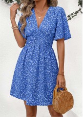 Blue Tummy Coverage Ditsy Floral Print Short Dress | thumb picture 