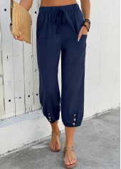 Navy Jogger Elastic Waist High Waisted Pants | thumb picture 