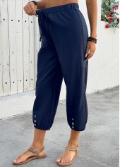 Navy Jogger Elastic Waist High Waisted Pants | thumb picture 