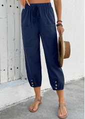 Navy Jogger Elastic Waist High Waisted Pants | thumb picture 