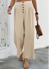 Light Camel Soft Wide Leg Elastic Waist Pants | thumb picture 