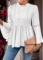 White Tummy Coverage Long Sleeve Round Neck Blouse | thumb picture 