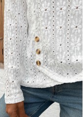 White Asymmetry Long Sleeve Round Neck Blouse | thumb picture 